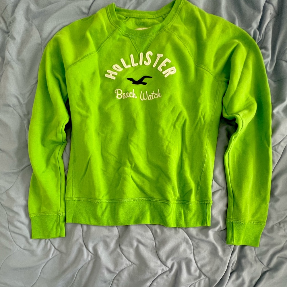 HOLLISTER FLEECE NEON GREEN SWEATSHIRT